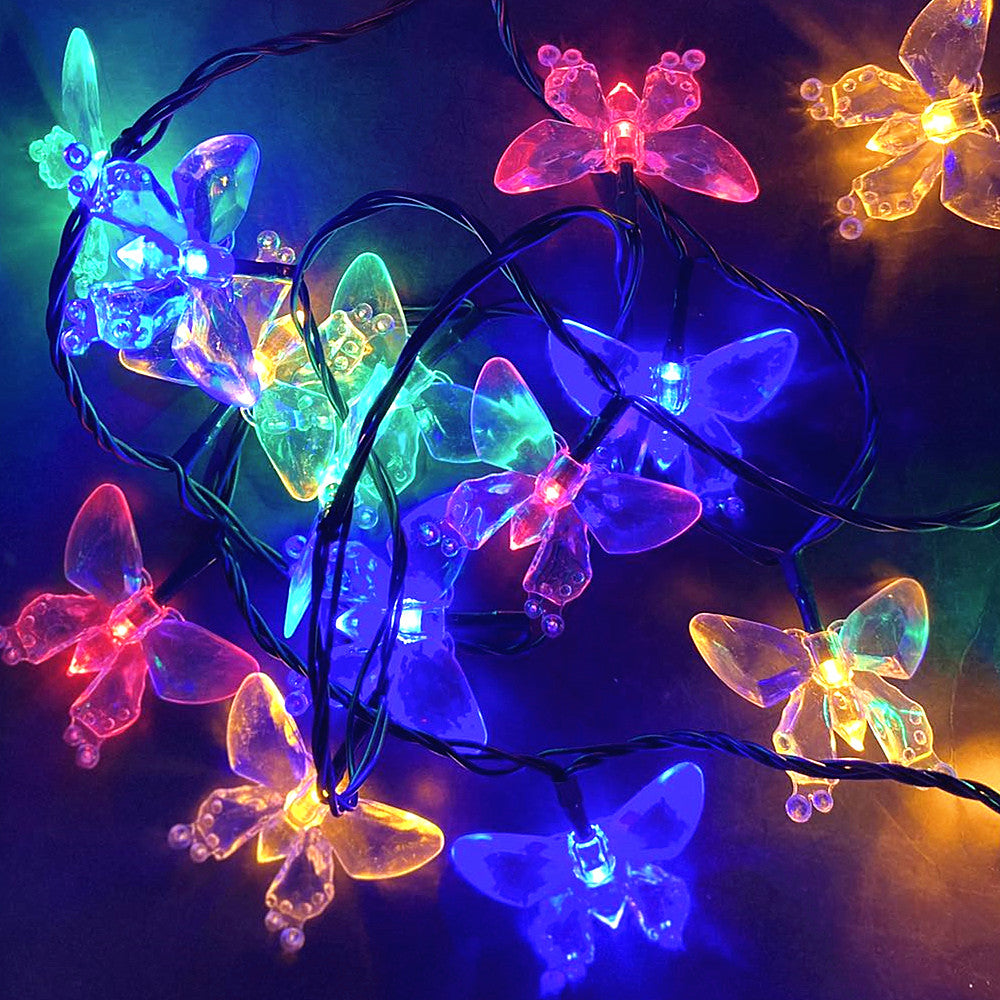 Mains Powered 10M 100LEDs Multi Colour Butterfly Fairy Lights