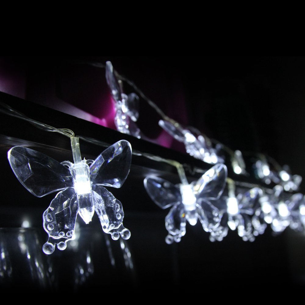 20LED 2M Butterfly Indoor USB Powered Cool White LED Fairy Lights