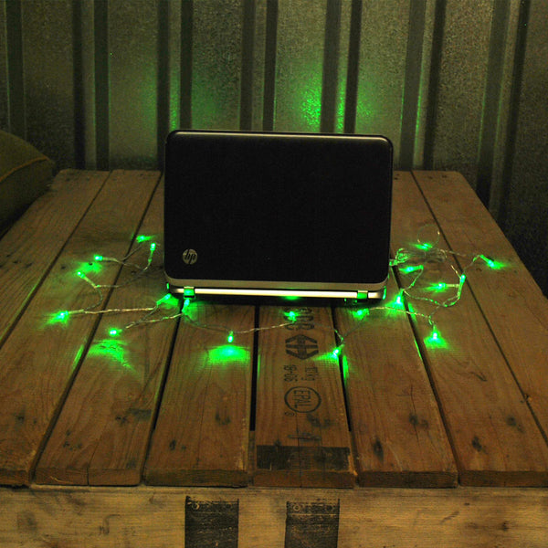 USB Powered 20LED 2metres Green LED String Fairy Lights