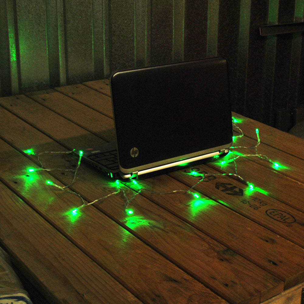 USB Powered 20LED 2metres Green LED String Fairy Lights