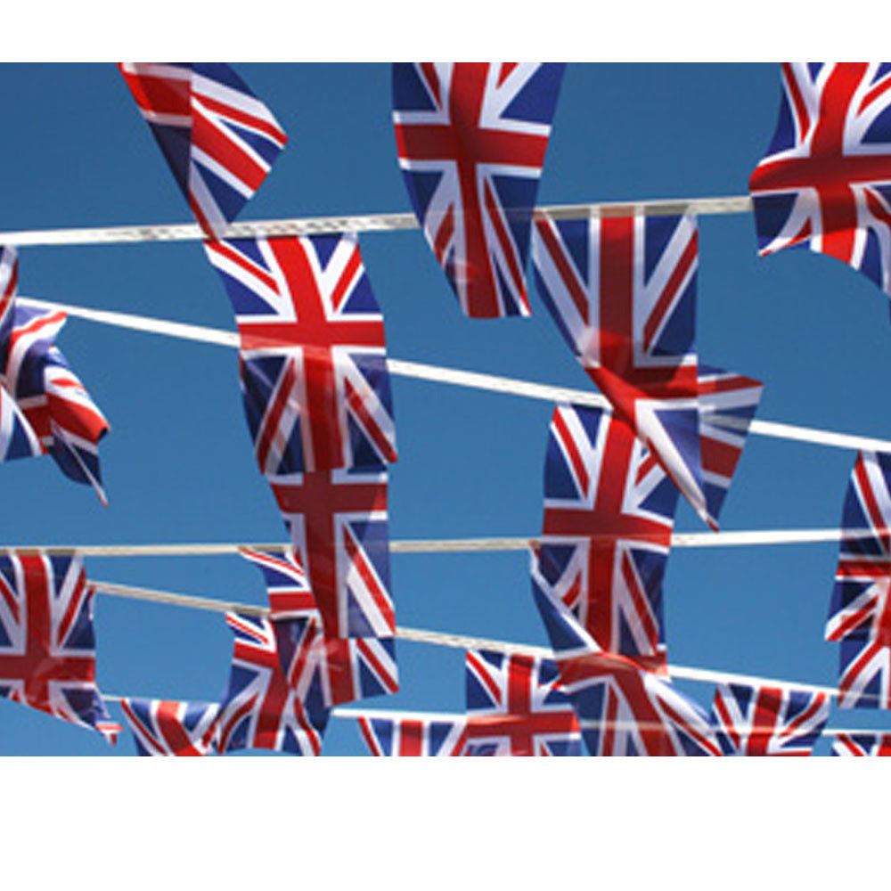 Quality Fabric Union Jack Bunting Flag 10metres / 33ft with 30 Flags(14cmX22cm)