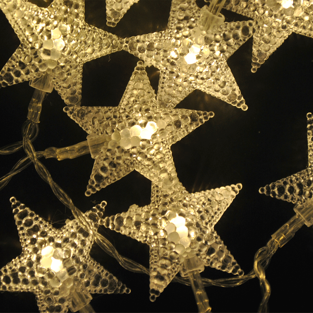 20LED 2 metres USB Powered Warm White LED Star Shaped Fairy Lights