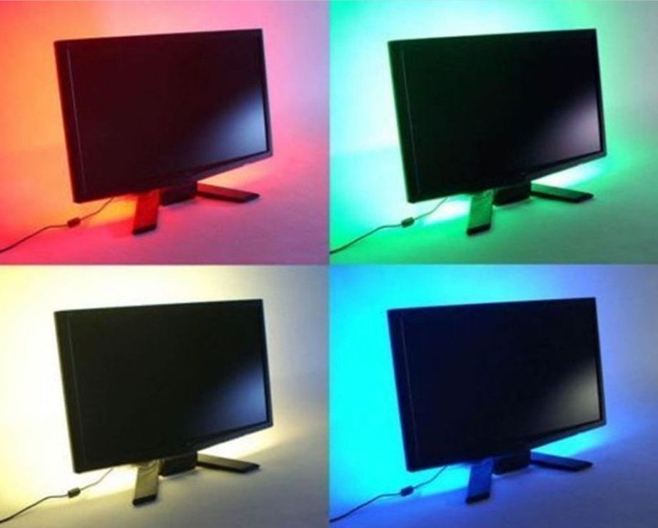 USB Powered Multi Colours RGB 1M 100CM Colour Changing LED Strip Light LED TV Background Lighting Kit