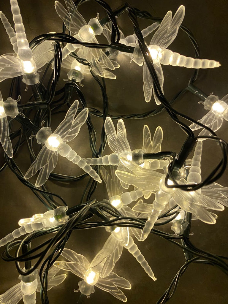 Mains Powered Dragonfly Fairy Lights Outdoor Indoor LED Fairy Lights 100 LEDs 10m Warm White