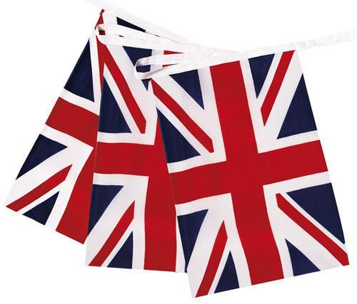 Quality Fabric Union Jack Bunting Flag 10metres / 33ft with 30 Flags(14cmX22cm)