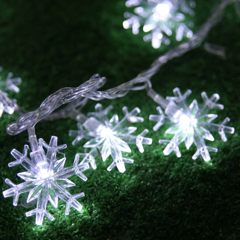 Cool White Snowflake USB Powered LED String Fairy Lights 5M 50LED - ON/Off/Flash Functions
