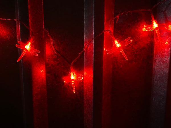 USB Powered 20LED 2M Dragonfly Red LED Fairy Lights