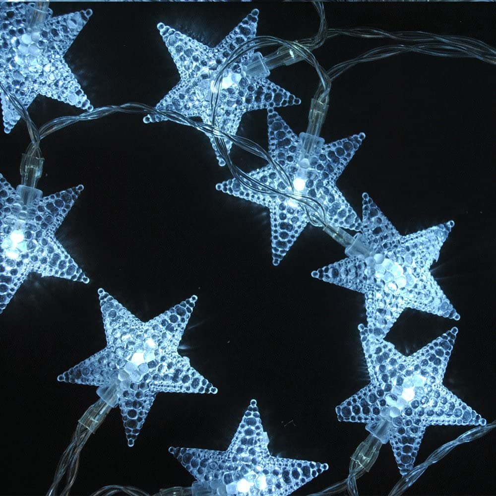 20LED 2 metres USB Powered Cool White LED Star Shaped Fairy Lights