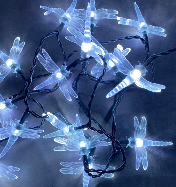 Mains Powered Dragonfly Fairy Lights Outdoor Indoor LED Fairy Lights 100 LEDs 10m Cool White