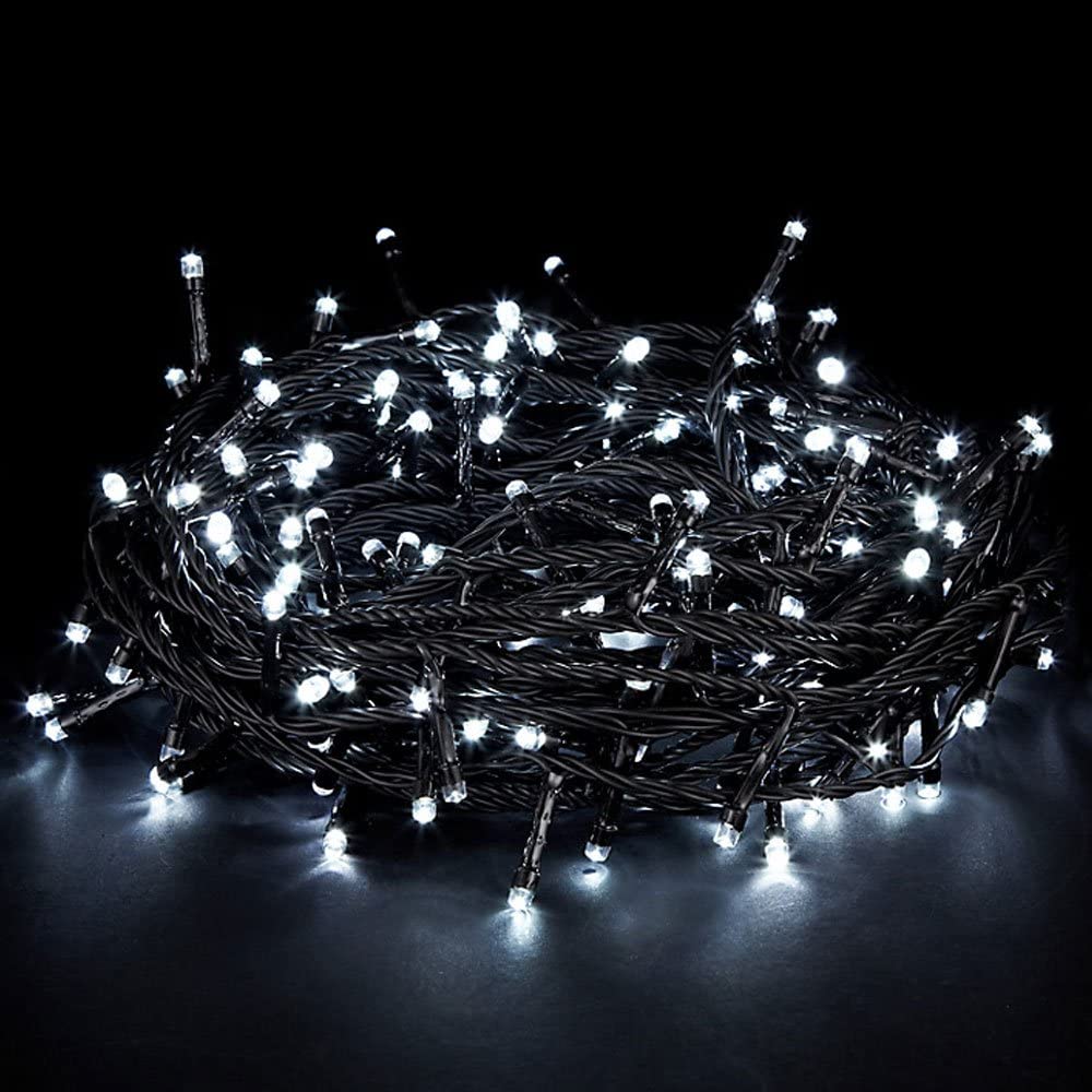 Battery Powered 100/200LED Cool White Outdoor Timer Fairy Lights