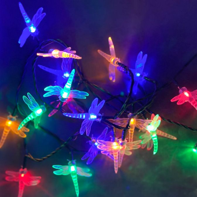 Mains Powered Dragonfly Fairy Lights Outdoor Indoor LED Fairy Lights 100 LEDs 10m Multi Colour