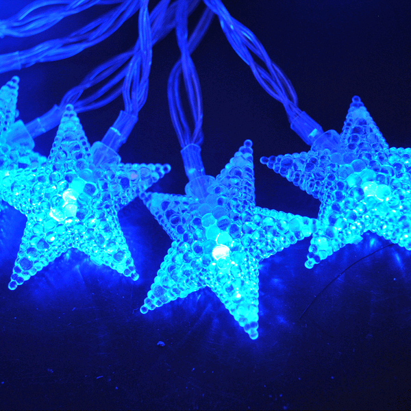 Battery Powered Blue Stars Shaped LED Fairy Lights