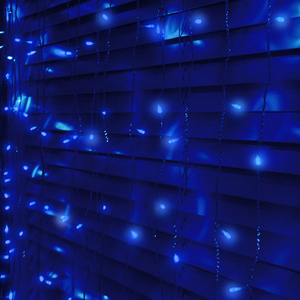 200/300LED Mains Powered Blue 2x2/3x3m Curtain Fairy Lights