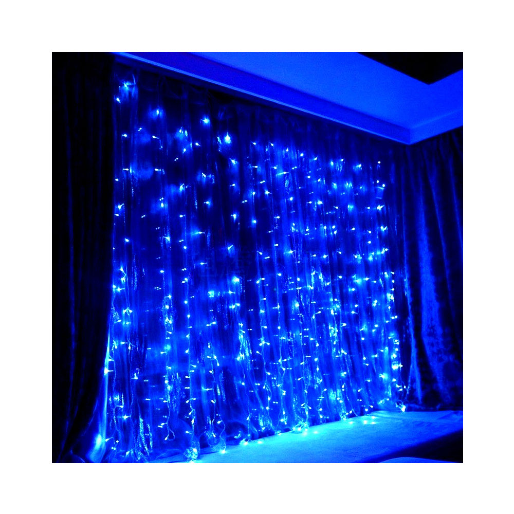 200/300LED Mains Powered Blue 2x2/3x3m Curtain Fairy Lights