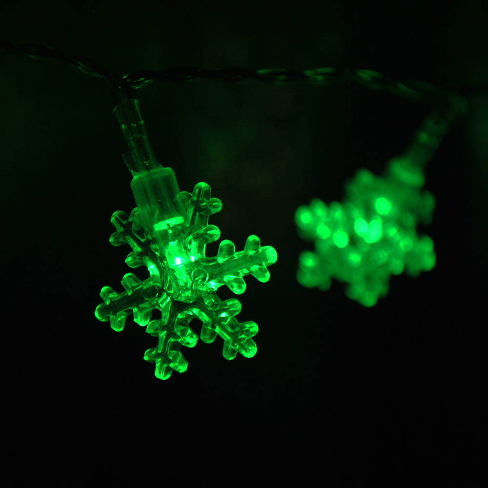 USB Powered 20 LED 2M Green Snowflake Shape Indoor LED Fairy Lights