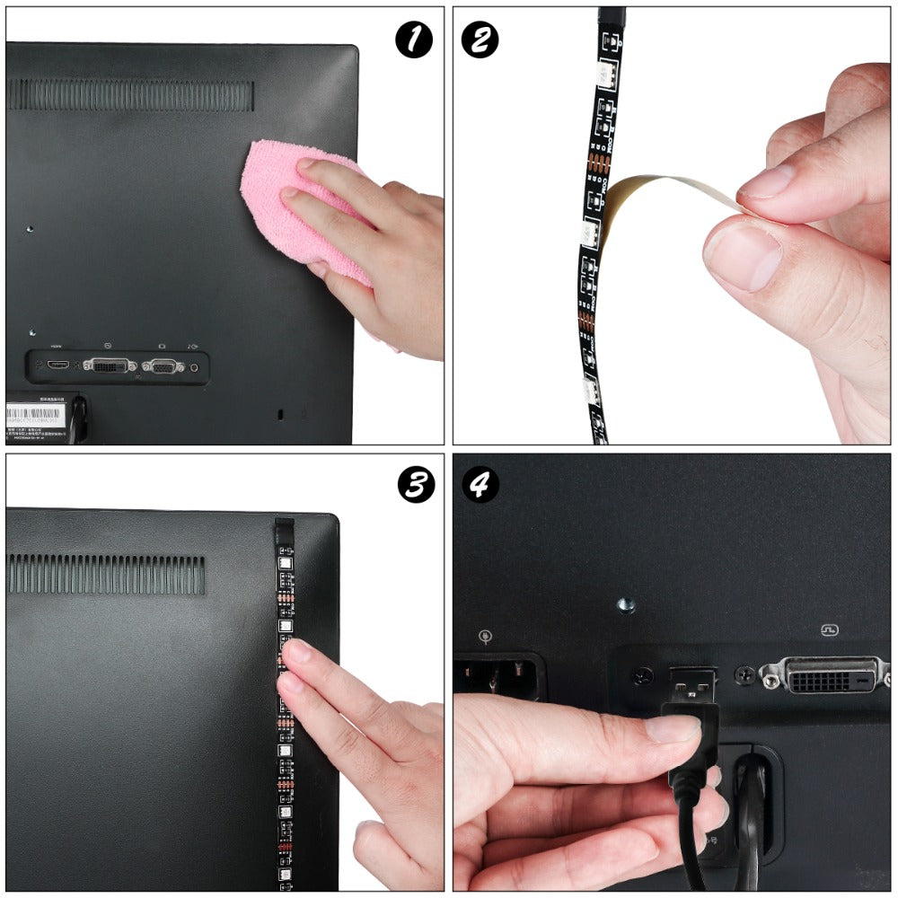 AGL Colour Changing 100cm LED Strip USB TV Backlight Lighting Kit