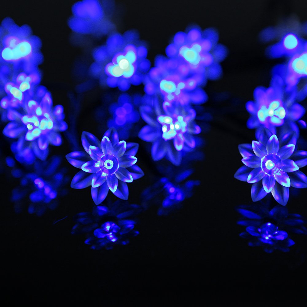 Battery Powered Blue Double Layer Lotus Fairy Lights-20/40 lights