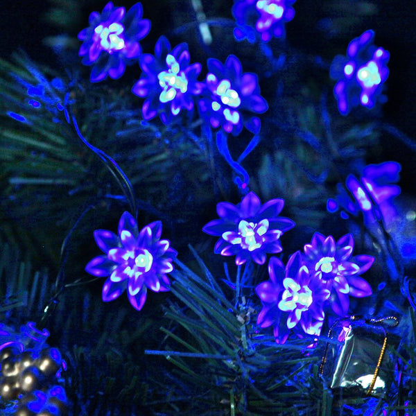 Battery Powered Blue Double Layer Lotus Fairy Lights-20/40 lights