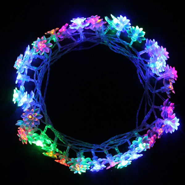 Battery Powered Multi Colour Double Layer Lotus Fairy Lights-20/40 lights