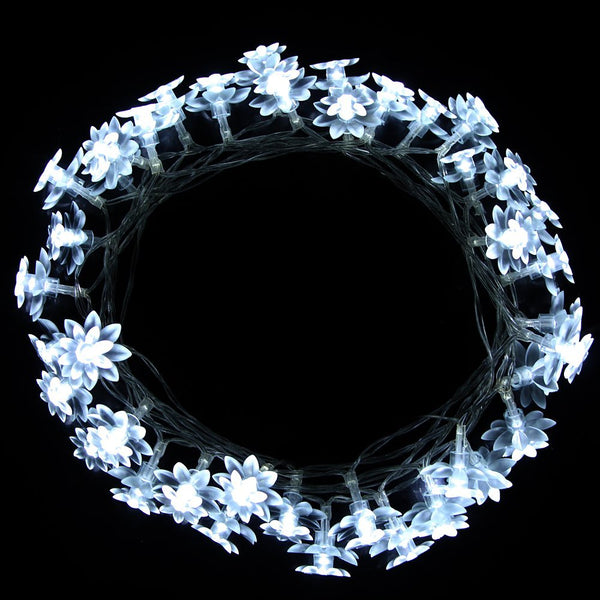 Battery Powered Cool White Double Layer Lotus Fairy Lights-20/40 lights