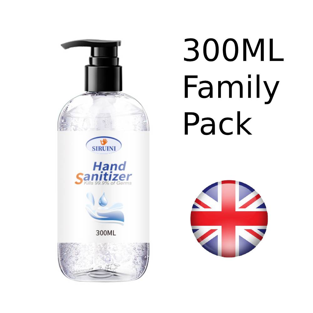Hand Sanitiser Gel 300ml Pump Head Family Bottle 75% Alcohol Antibacterial Disinfectant