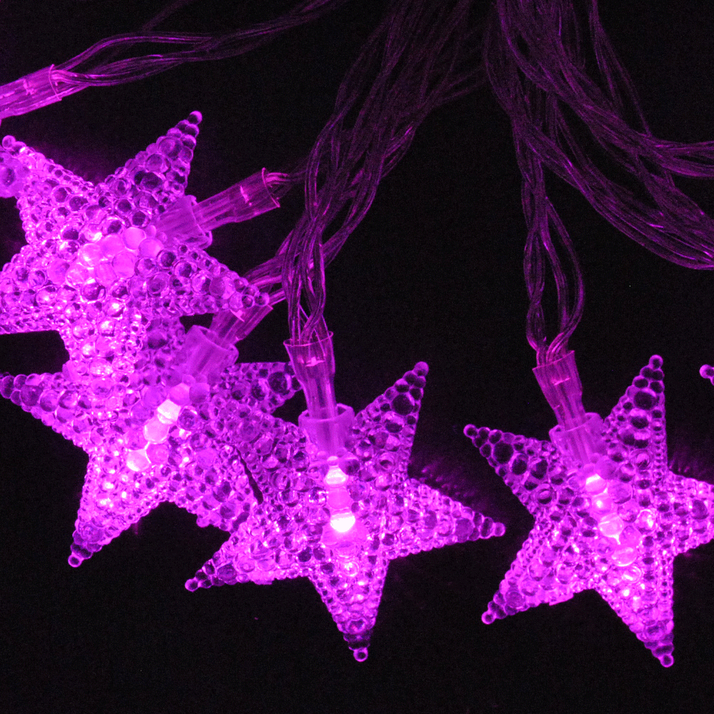 Battery Powered Pink Stars Shaped LED Fairy Lights