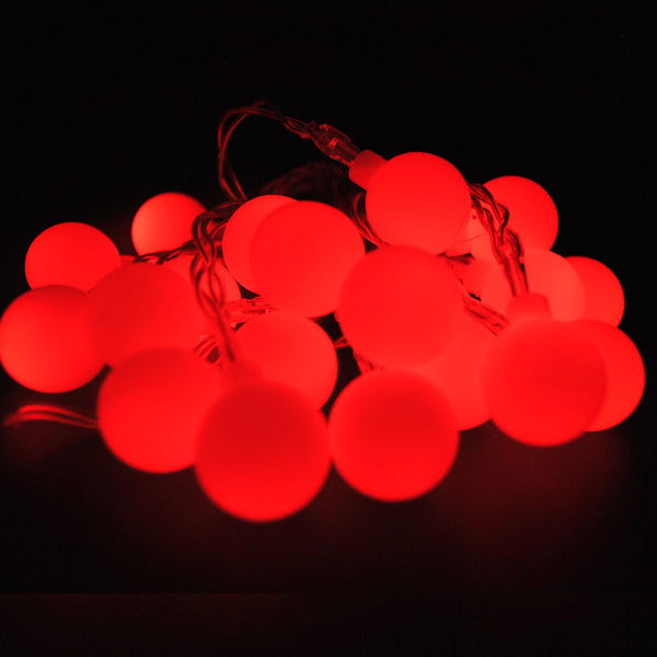 Battery Powered Red Berry Ball LED Fairy Lights