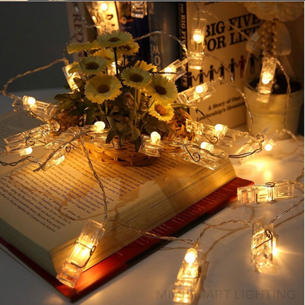 Battery Powered 15LEDs Photo Hanging Clip String Lights