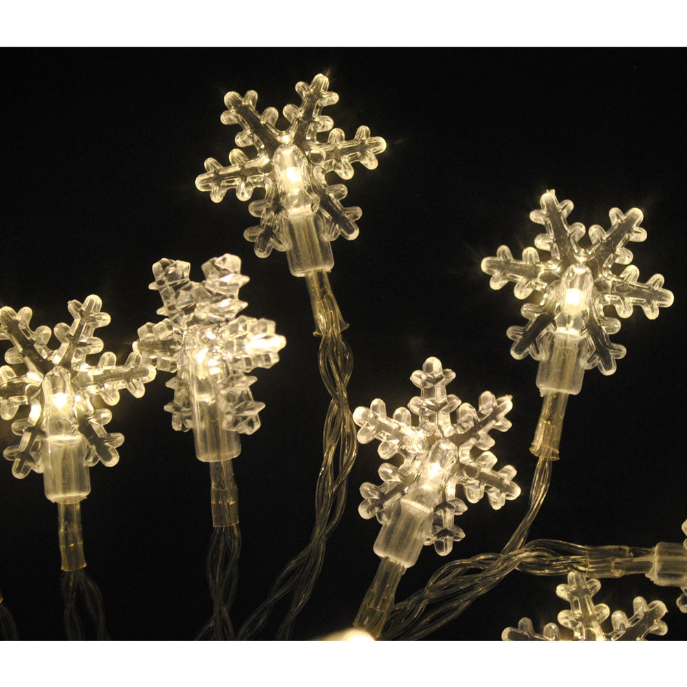Battery Powered Snowflake Shape Indoor Warm White LED Fairy Lights