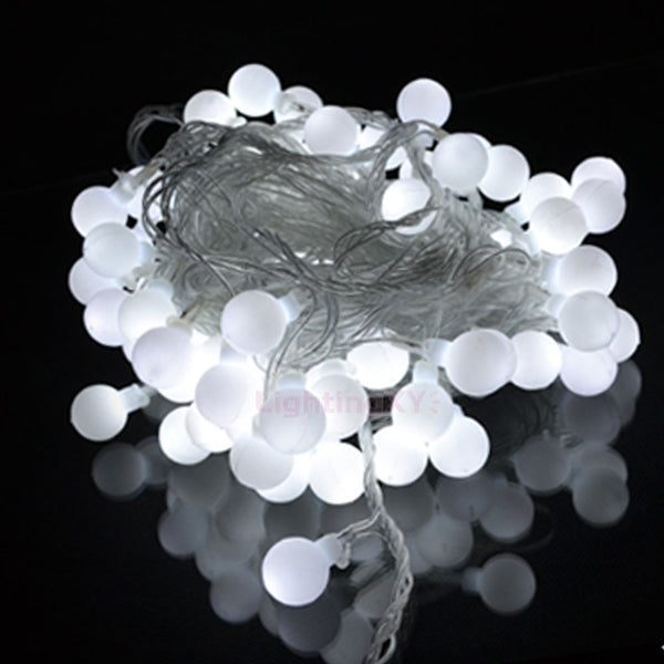 Battery Powered Cool White Berry Ball LED Fairy Lights Static/Flash
