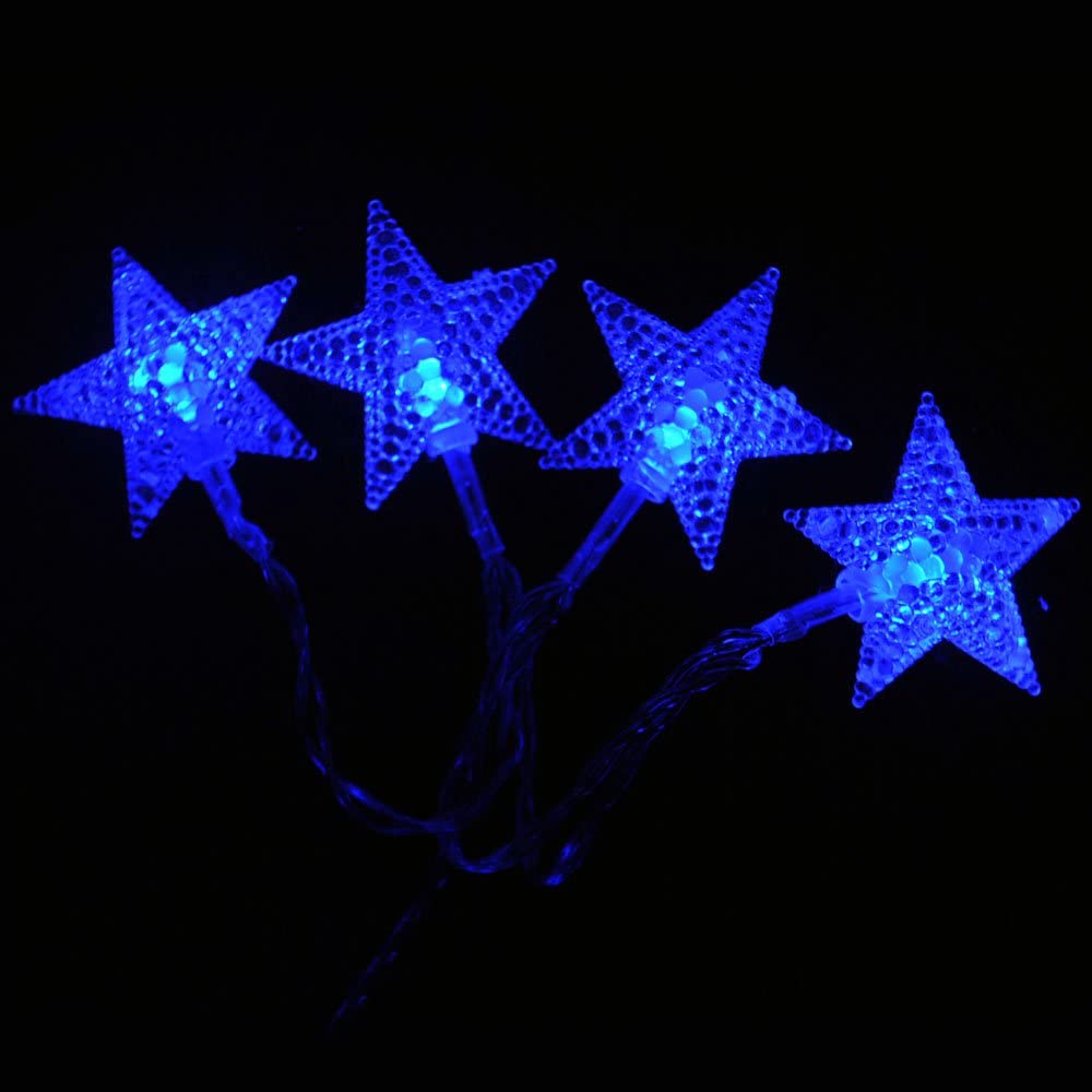 20LED 2 metres USB Powered Blue LED Star Shaped Fairy Lights