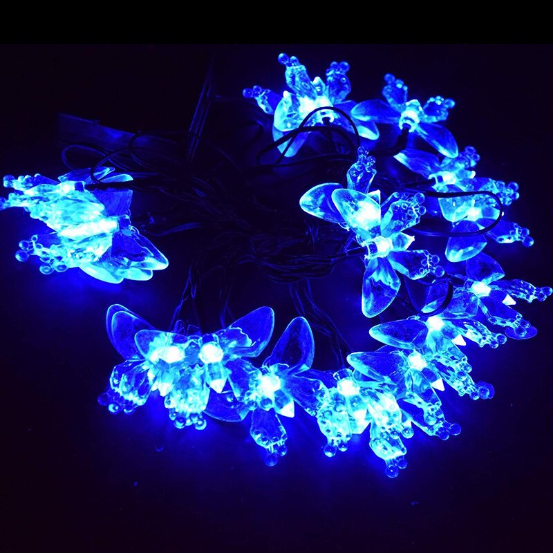 Mains Powered 10M 100LEDs Blue Butterfly Fairy Lights