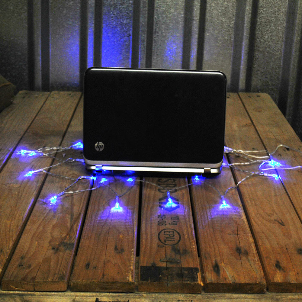 USB Powered 20LED 2metres Blue LED String Fairy Lights