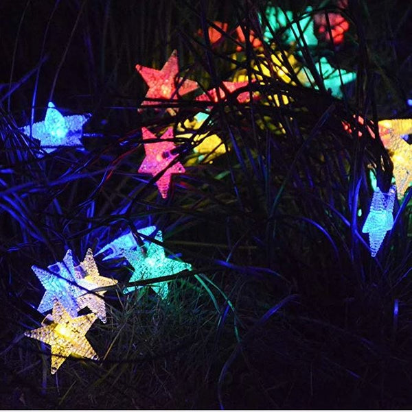 Mains Powered plug in 10M 100LED Multi Colour Star Shaped fairy light