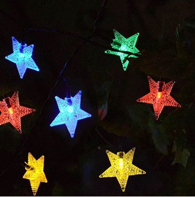 Mains Powered plug in 10M 100LED Multi Colour Star Shaped fairy light