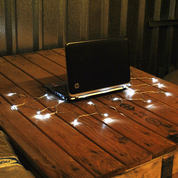 USB Powered 20LED 2metres Cool White LED String Fairy Lights