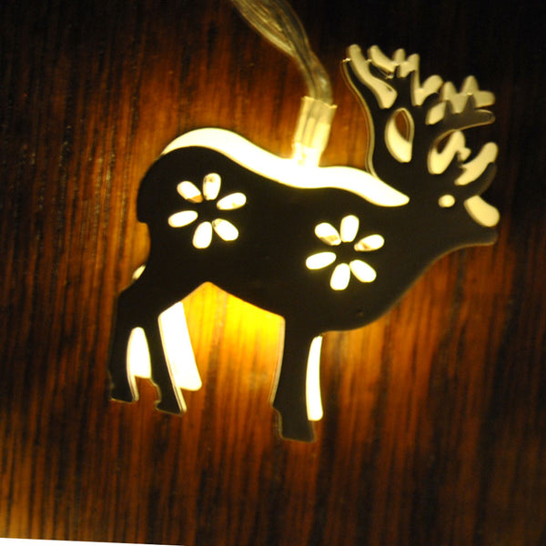 Battery Powered White Metal Deer LED Fairy Lights 10LEDs 3M Warm White with Timer