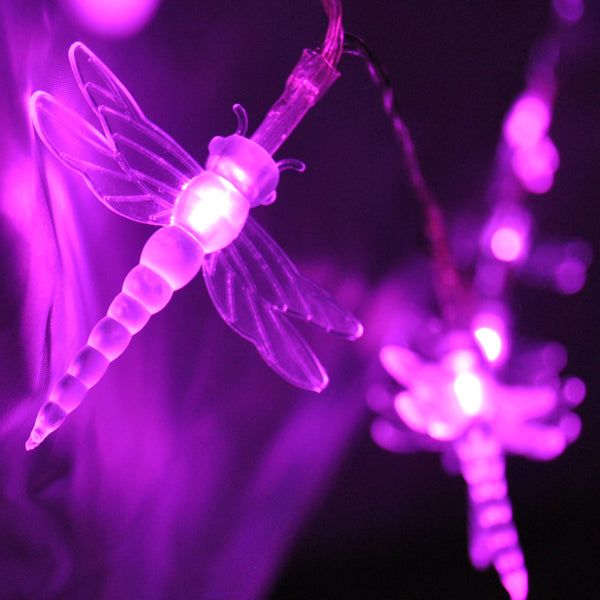 Battery Powered Dragonfly 20/40LED Pink Fairy String Lights