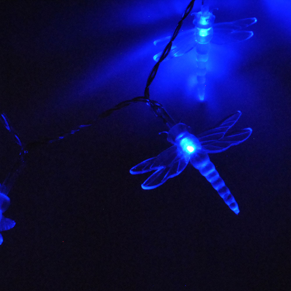 Mains Powered Dragonfly Fairy Lights Outdoor Indoor LED Fairy Lights 100 LEDs 10m Blue Colour
