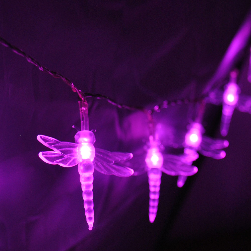 Battery Powered Dragonfly 20/40LED Pink Fairy String Lights