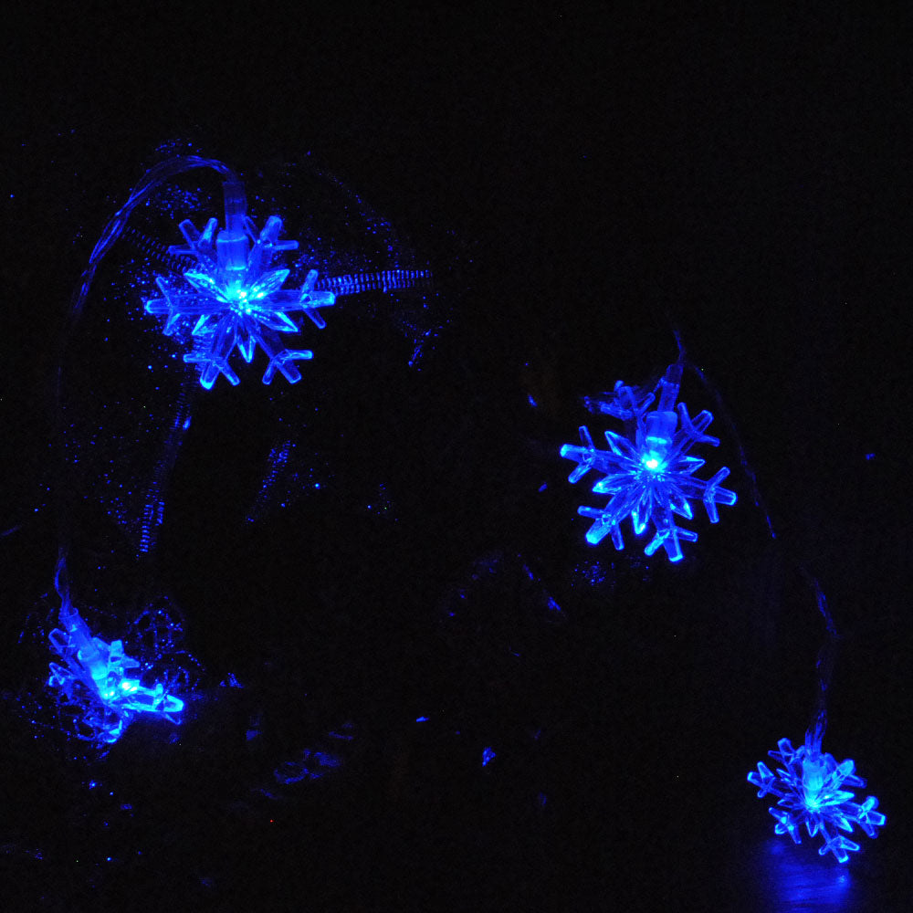 Kids Safe Low Voltage Waterproof Snowflakes Christmas Fairy Lights 10M 100LED Blue Colour