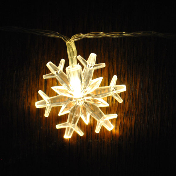 Warm White Snowflake USB Powered LED String Fairy Lights 5M 50LED - ON/Off/Flash Functions