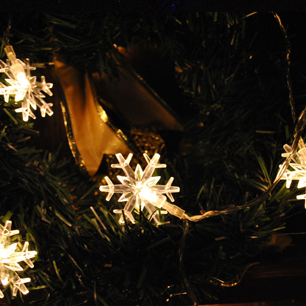 Kids Safe Low Voltage Waterproof Snowflakes Christmas Fairy Lights 10M 100LED Warm White Colour