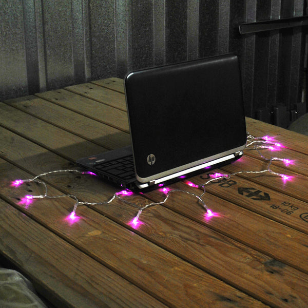 USB Powered 20LED 2metres Pink LED String Fairy Lights