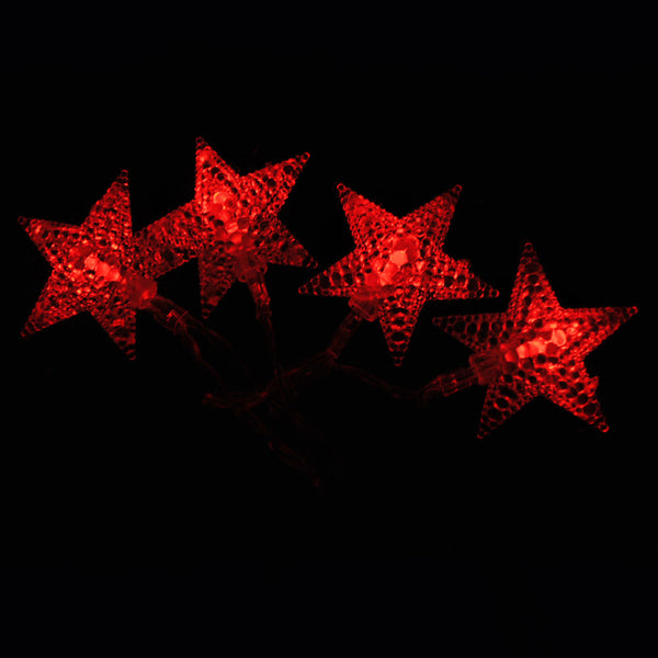 Battery Powered Red Stars Shaped LED Fairy Lights