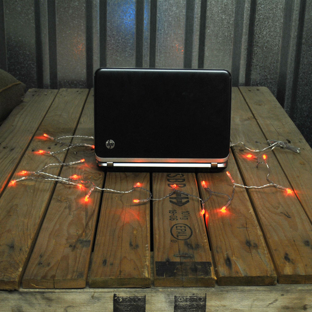 USB Powered 20LED 2metres Red LED String Fairy Lights