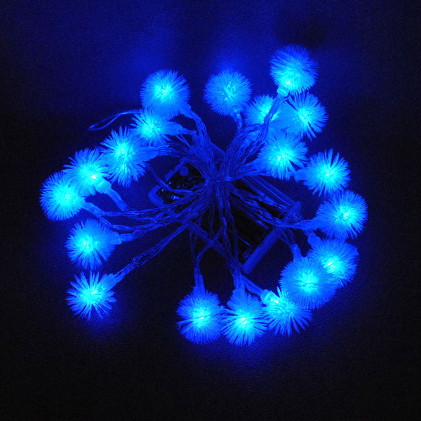 Battery Powered Blue Snowball LED Fairy Lights Two Modes