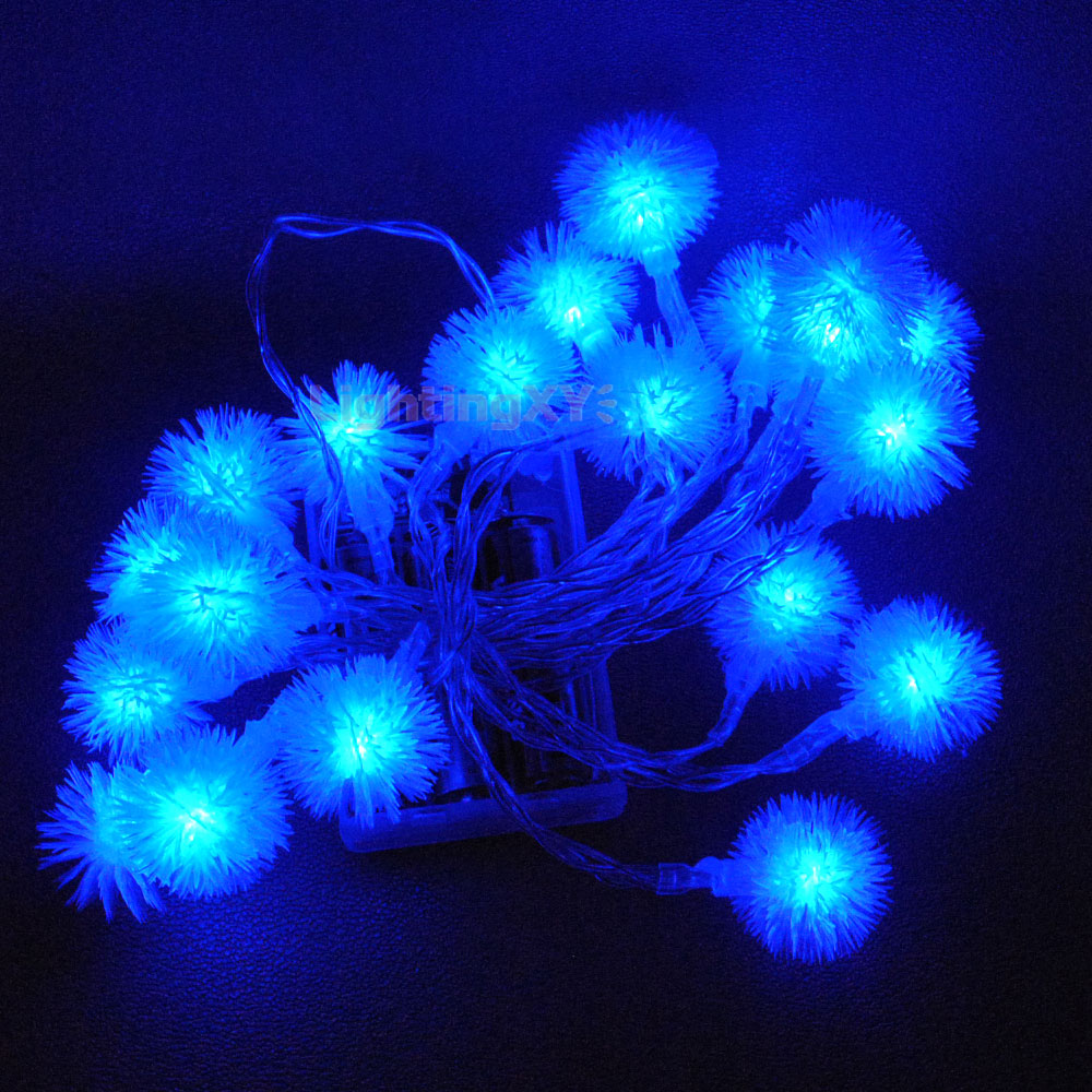 Battery Powered Blue Snowball LED Fairy Lights Two Modes