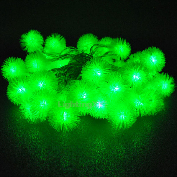 Battery Powered Green Snowball LED Fairy Lights Two Modes