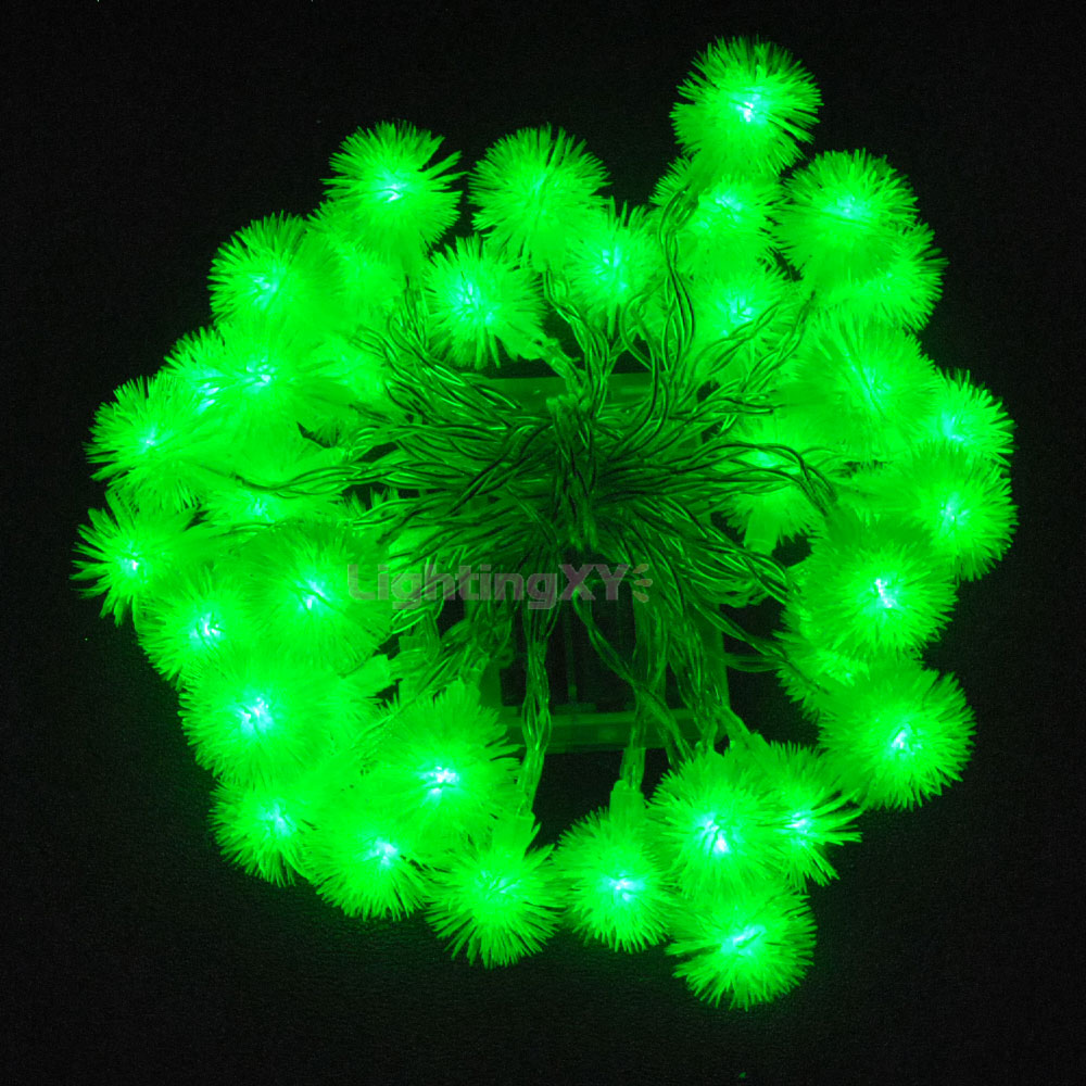 Battery Powered Green Snowball LED Fairy Lights Two Modes